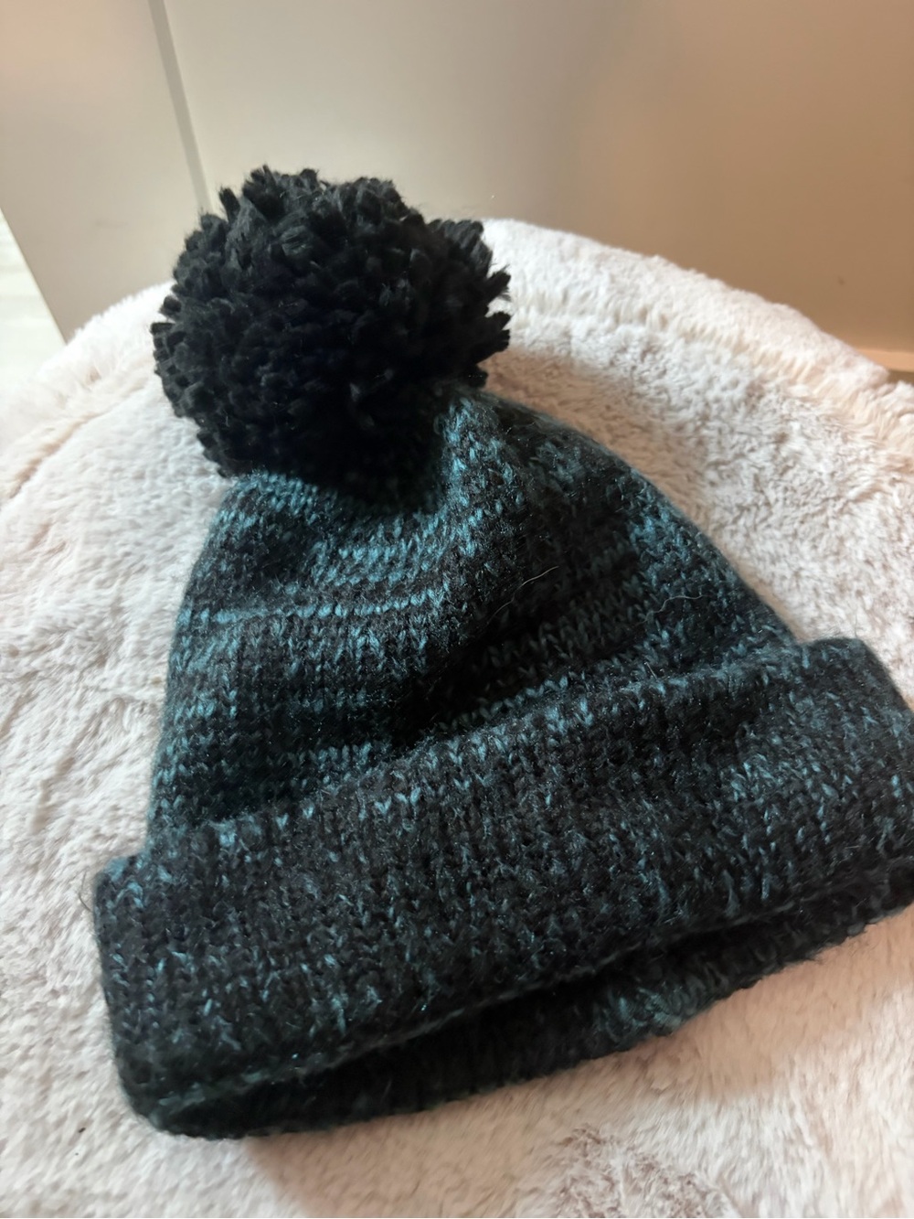 Rebecca Minkoff Black and Teal Marled Knit Hat